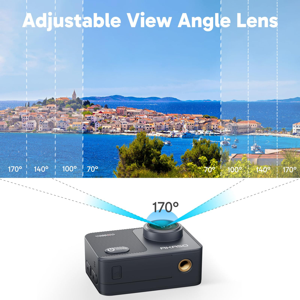 AKASO V50X 170-degree view angle for dynamic framing