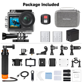 AKASO Brave 4 Pro accessories kit with carry bag