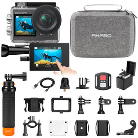 AKASO Brave 4 Pro front screen view for easy selfie framing and 4K capture