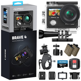 AKASO Brave 4 4K video capability front view for immersive action.