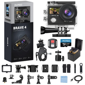 AKASO Brave 4 front view highlighting 4K video capability