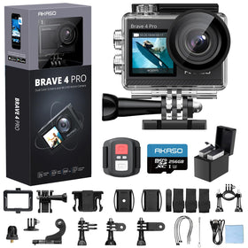 AKASO Brave 4 Pro with front and back dual displays for easy framing and selfies