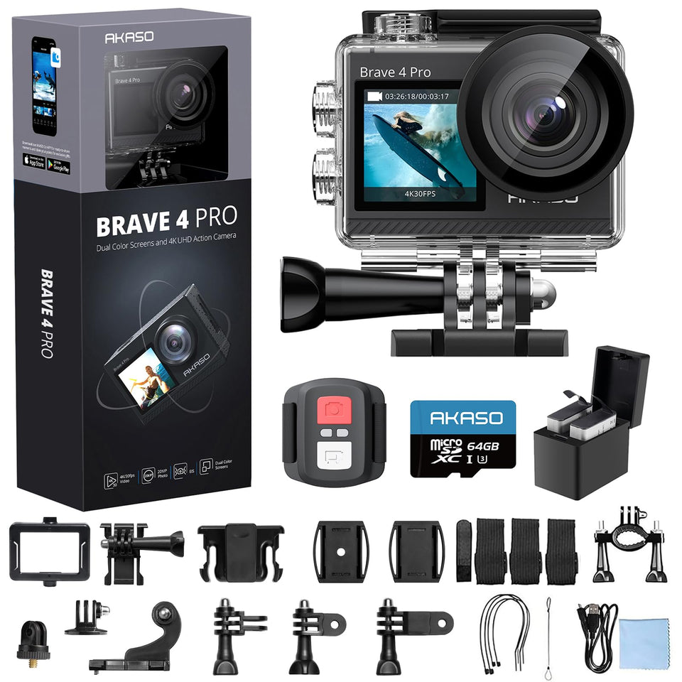 AKASO Brave 4 Pro front display for framing selfies and vlogs.