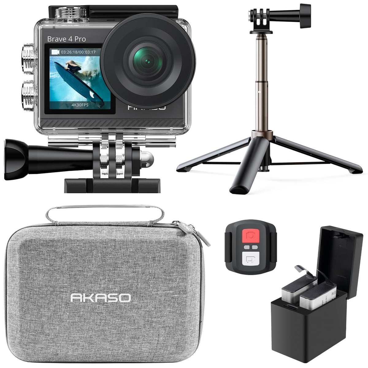 AKASO Brave 4 Pro front display for easy selfies and framing