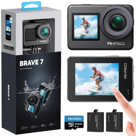 AKASO Brave 7 front display for selfies and precise framing while recording