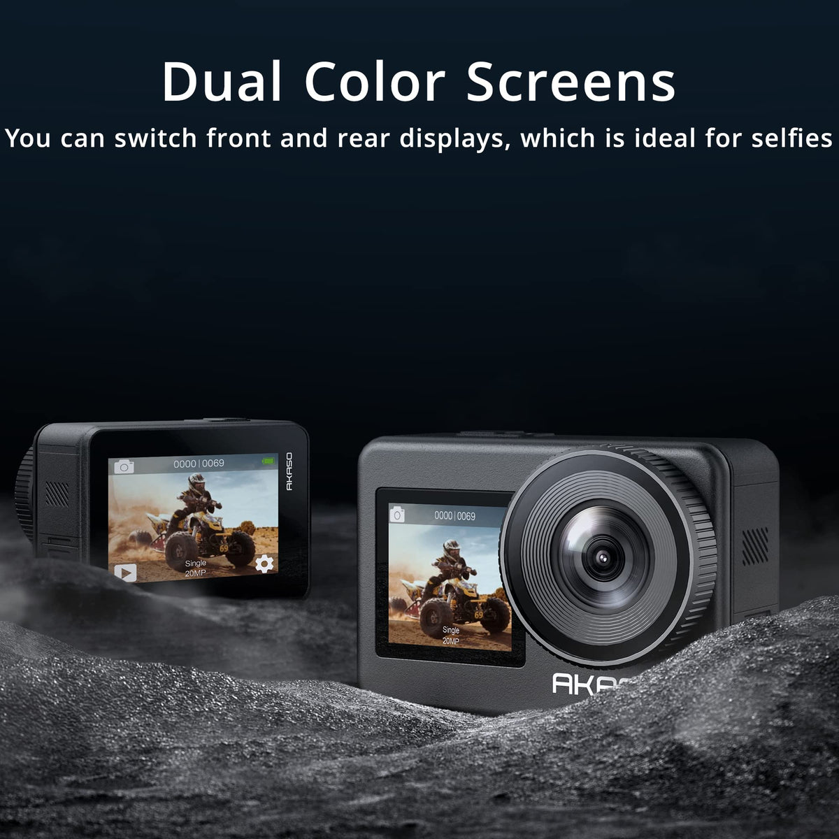 AKASO Brave 7 dual-screen setup enhances selfies and vlogging workflow