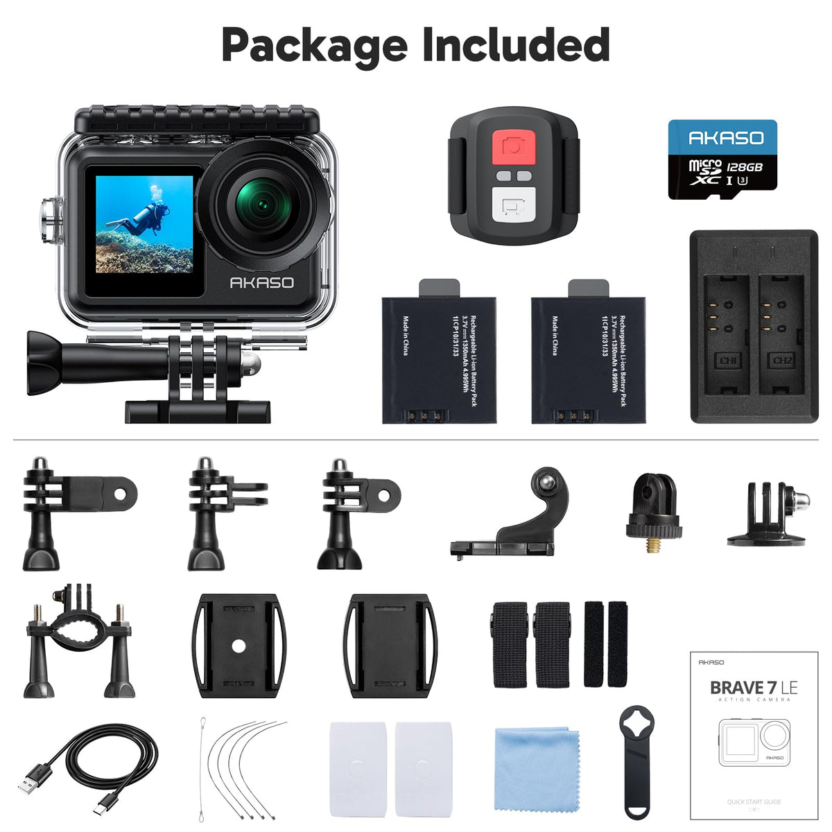 AKASO Brave 7 LE accessories bundle expands shooting options.