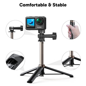 AKASO Brave 7 LE extendable tripod stands steady shots.