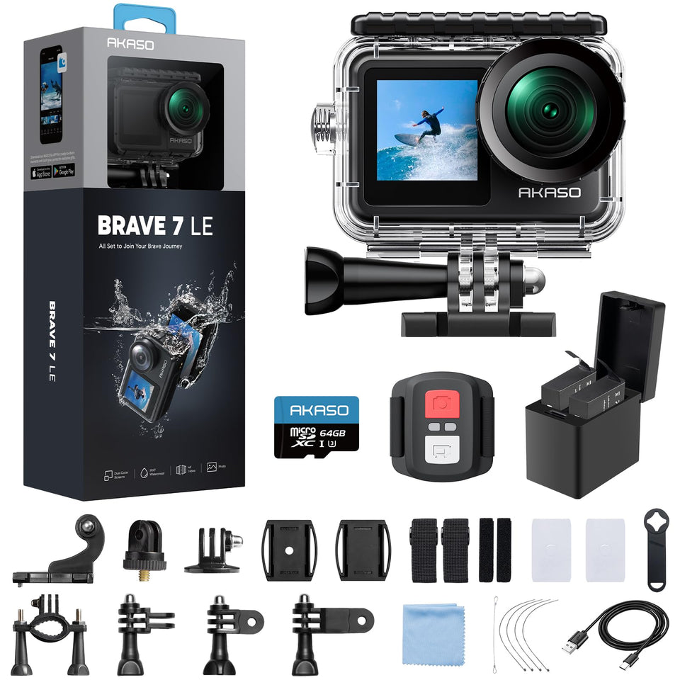 AKASO Brave 7 LE front display for selfie framing and setup