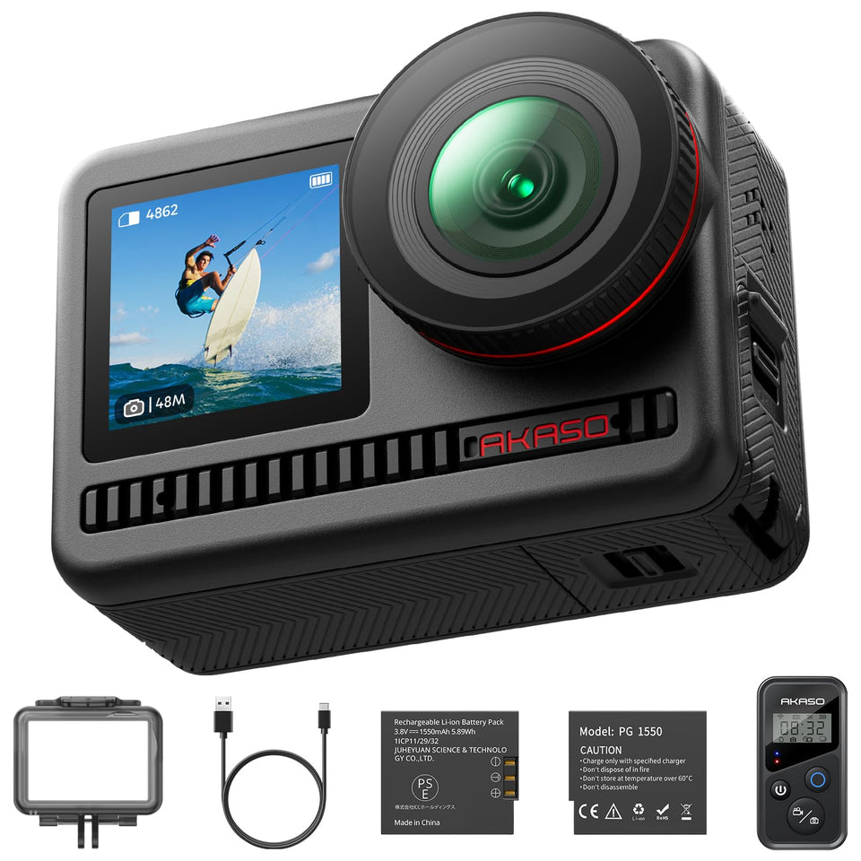AKASO Brave 8 front view for smooth 4K60fps action.