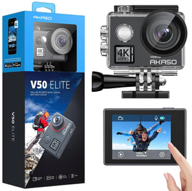 AKASO V50 Elite 4K60fps front view for crisp action footage.