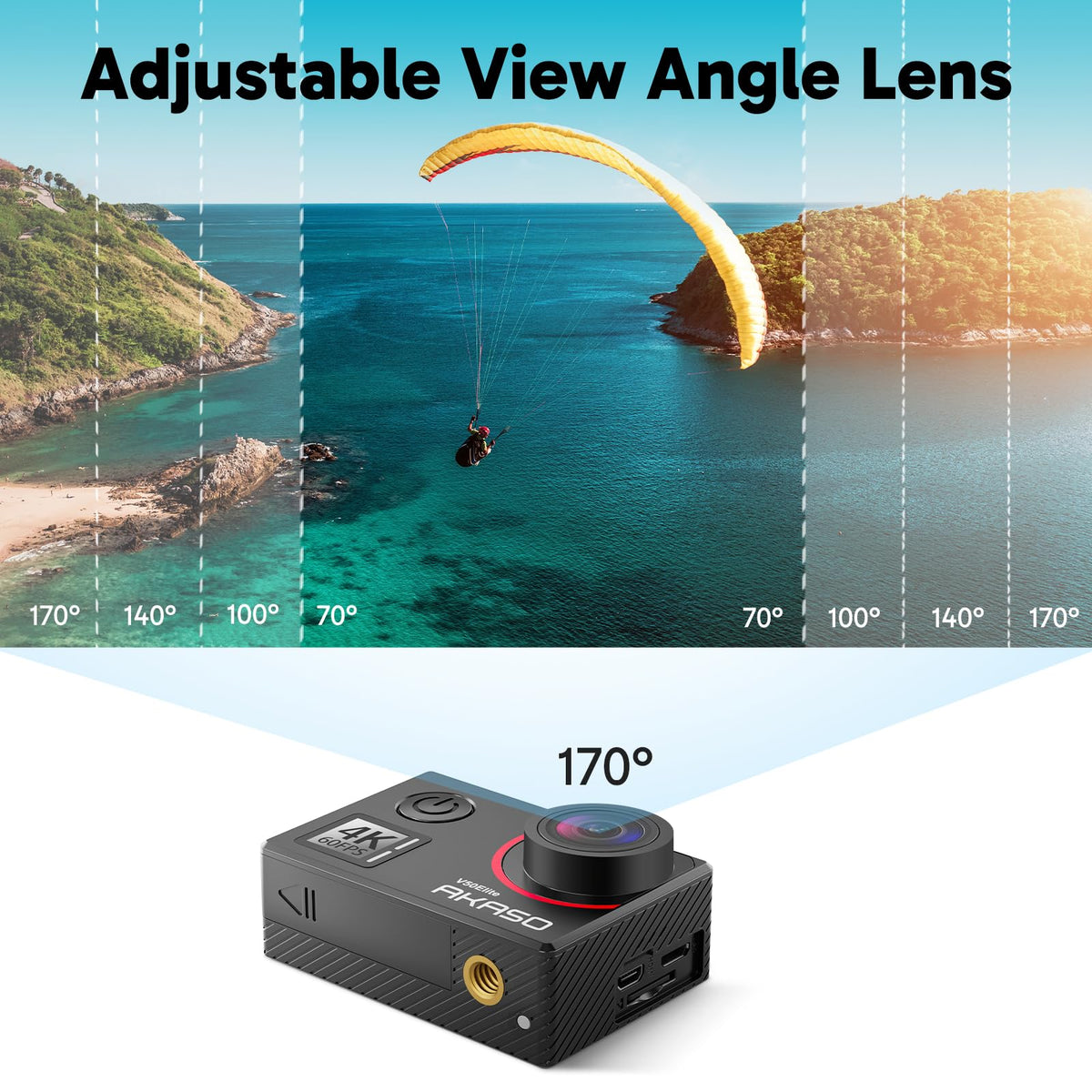 AKASO V50 Elite 8x zoom demonstration for versatile framing.
