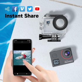 AKASO V50 Elite remote control close-up for convenient operation.