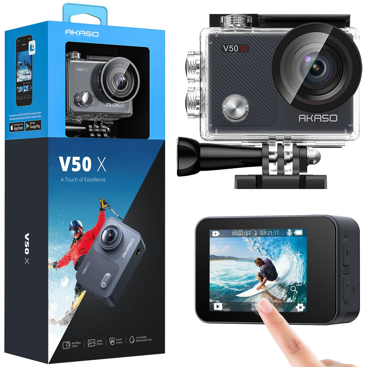 AKASO V50X 4K30fps native camera for high-detail action footage