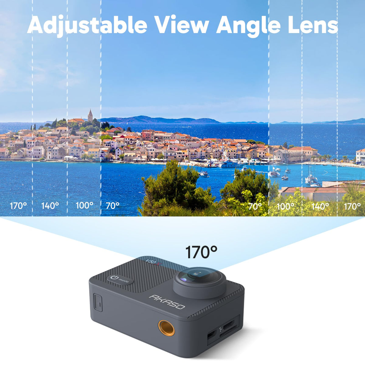 AKASO V50X adjustable view angle adapts to different shooting needs