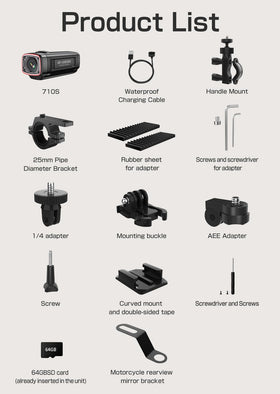 AKEEYO AKY-710S multiple mounts adapt to handlebars and helmets