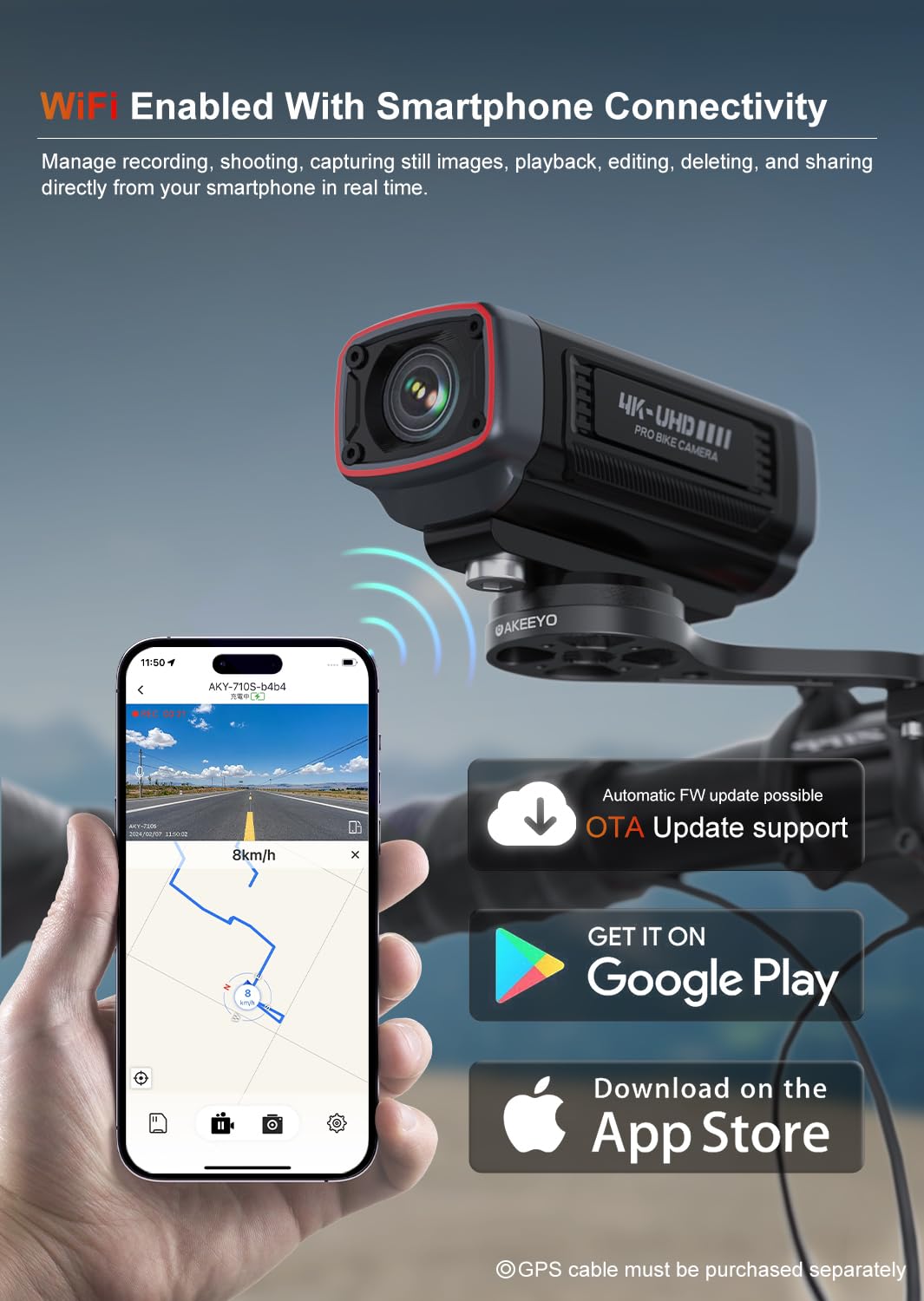AKEEYO AKY-710S parking monitoring provides 24-hour bike protection