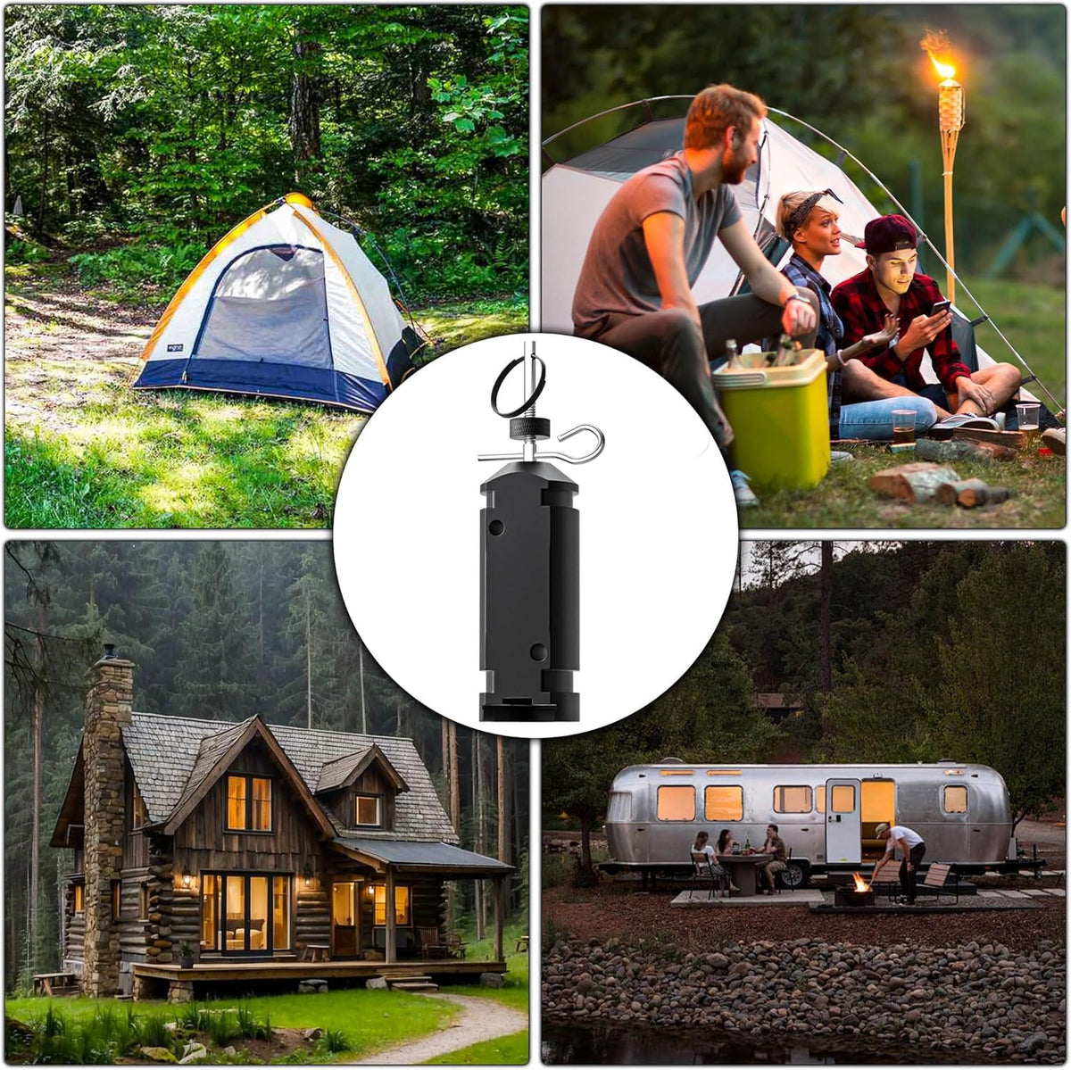 AKELOR trip alarm set at a campsite showing wildlife deterrent and early warning benefit