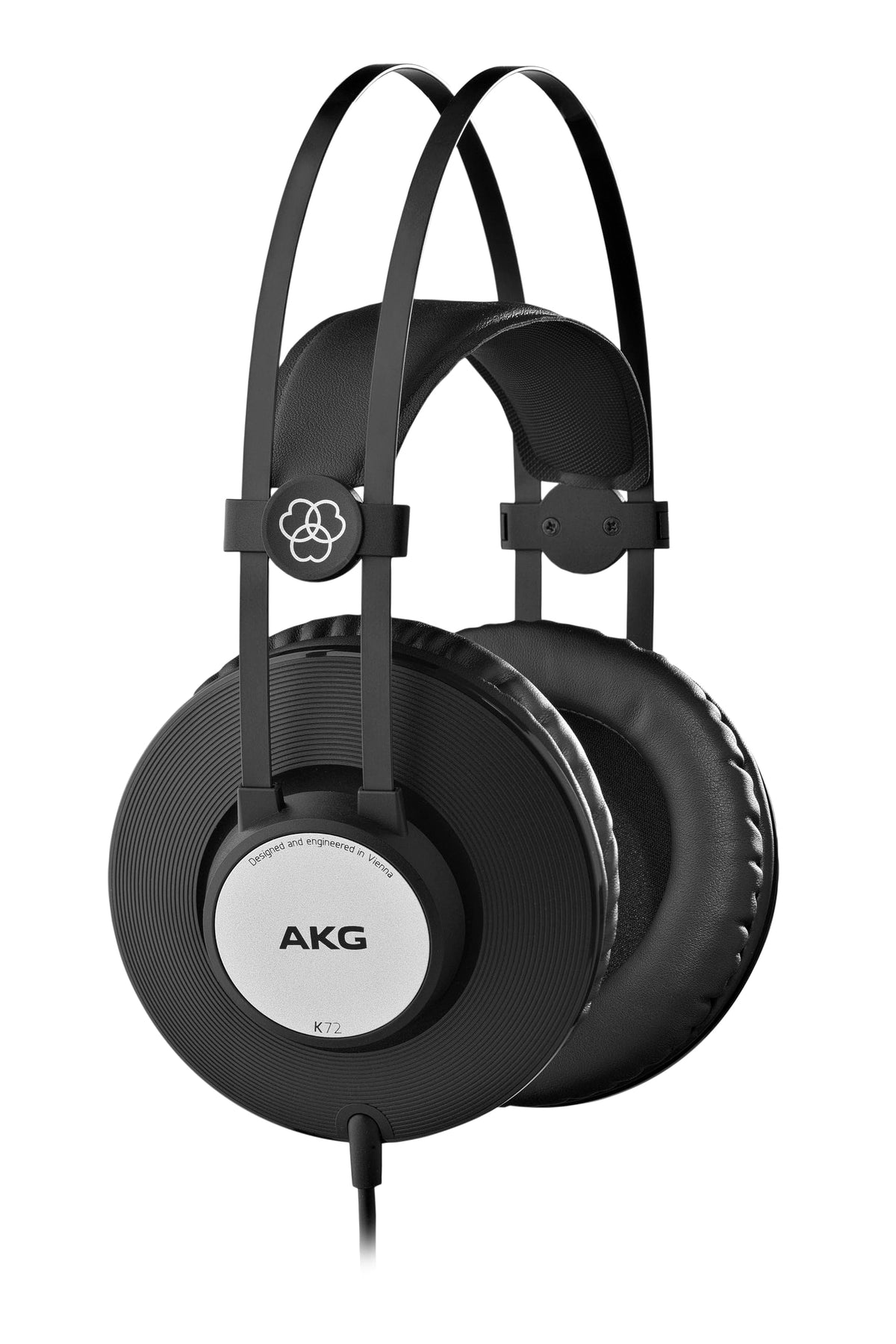 AKG K72 front view showing compact studio styling for portable, reliable listening