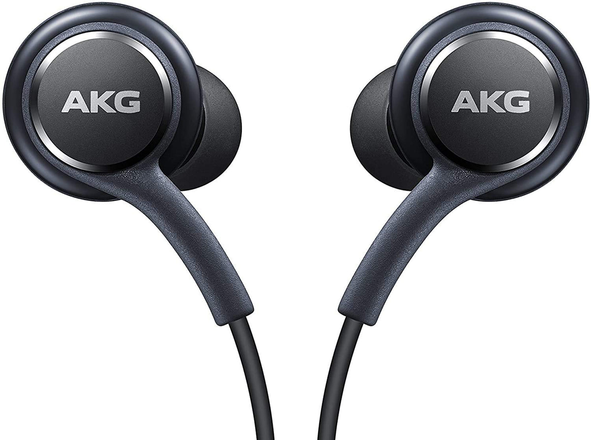 AKG stereo headphones front view with mic for clear calls