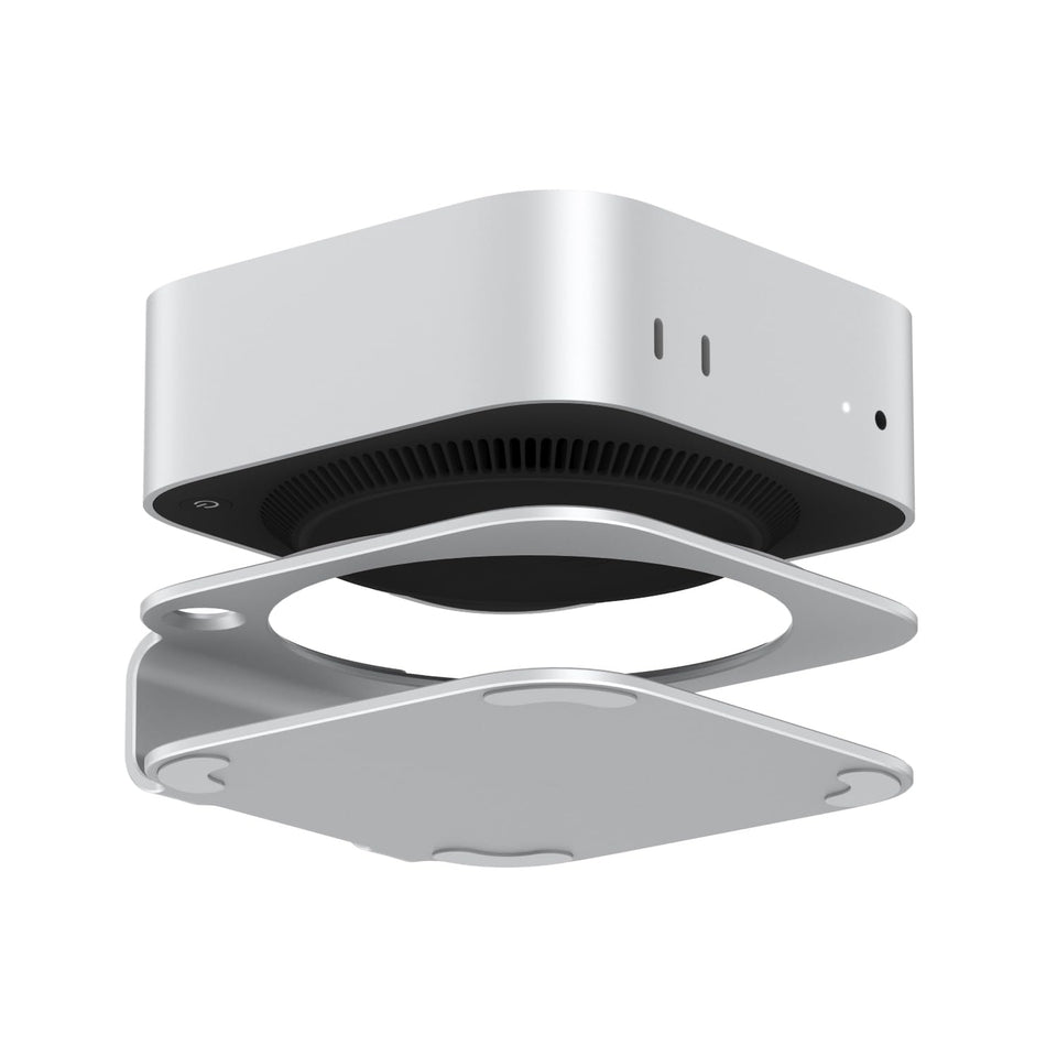 AKKYAJAURE Mac mini M4 Dock Stand side view with sleek aluminum fit and cooling potential