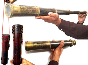 ALADEAN rare brass telescope 32-inch extended for dramatic nautical viewing