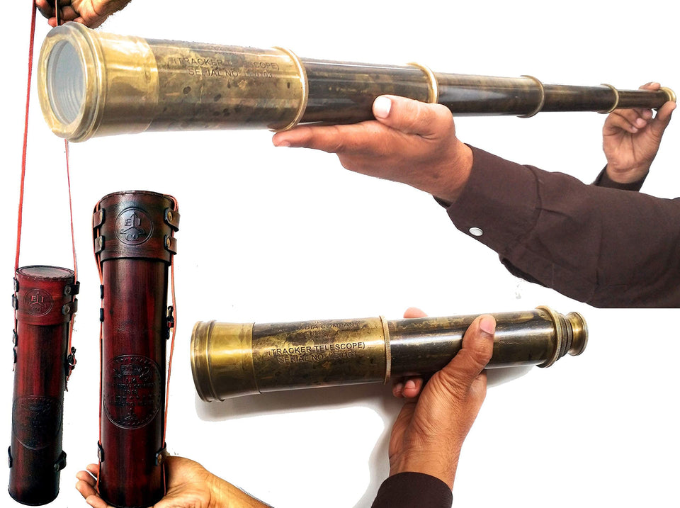 ALADEAN rare brass telescope 32-inch extended for dramatic nautical viewing