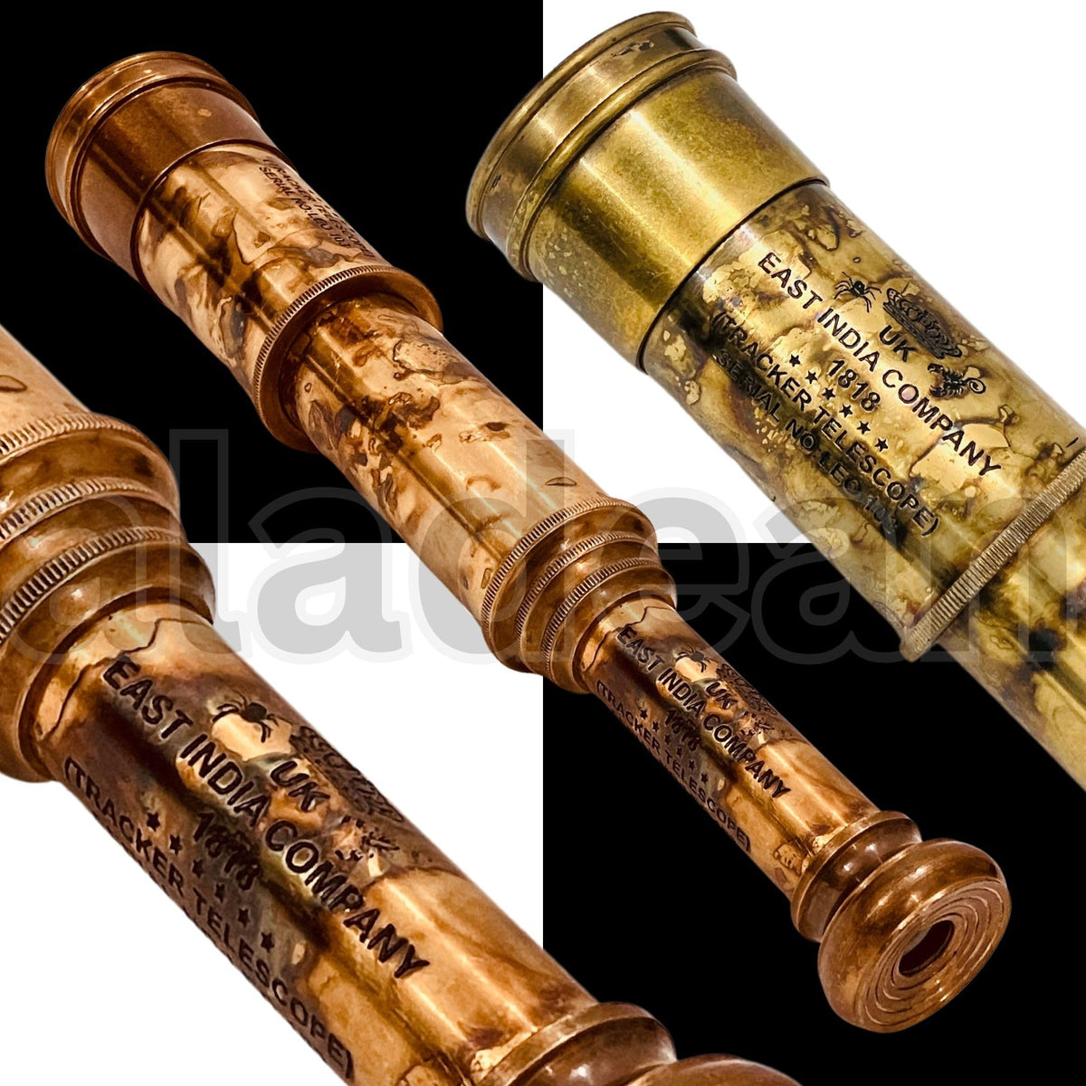ALADEAN 32-inch brass spyglass extended for dramatic long-range viewing