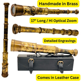 ALADEAN rare brass telescope EIC17 extended view enabling crisp distant observation