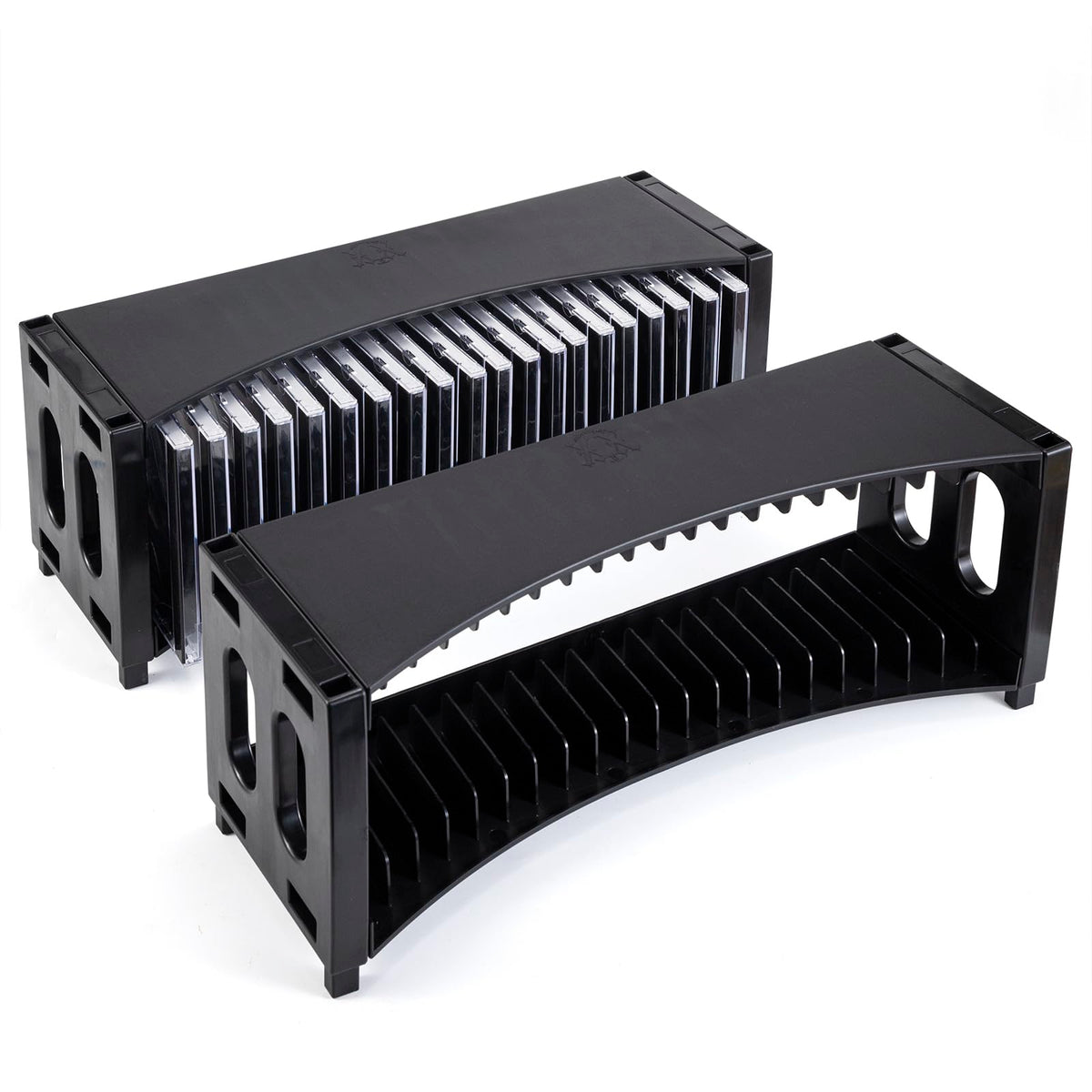 Alavisxf Stackable CD Rack 2-pack front view shows compact storage for 40 slim CDs