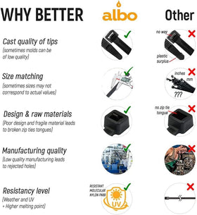 ALBO ties next to a ruler and hand demonstrating 14-inch length and true-to-size fit