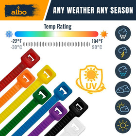 ALBO UV-resistant zip ties ready for outdoor use