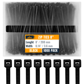 Albo zip ties 8-inch black 40 lb strength for secure indoor use