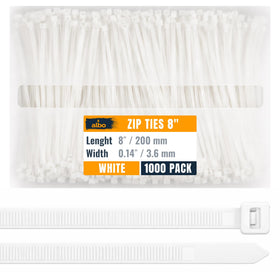 Albo zip ties 8-inch white bundle for clutter-free cable management