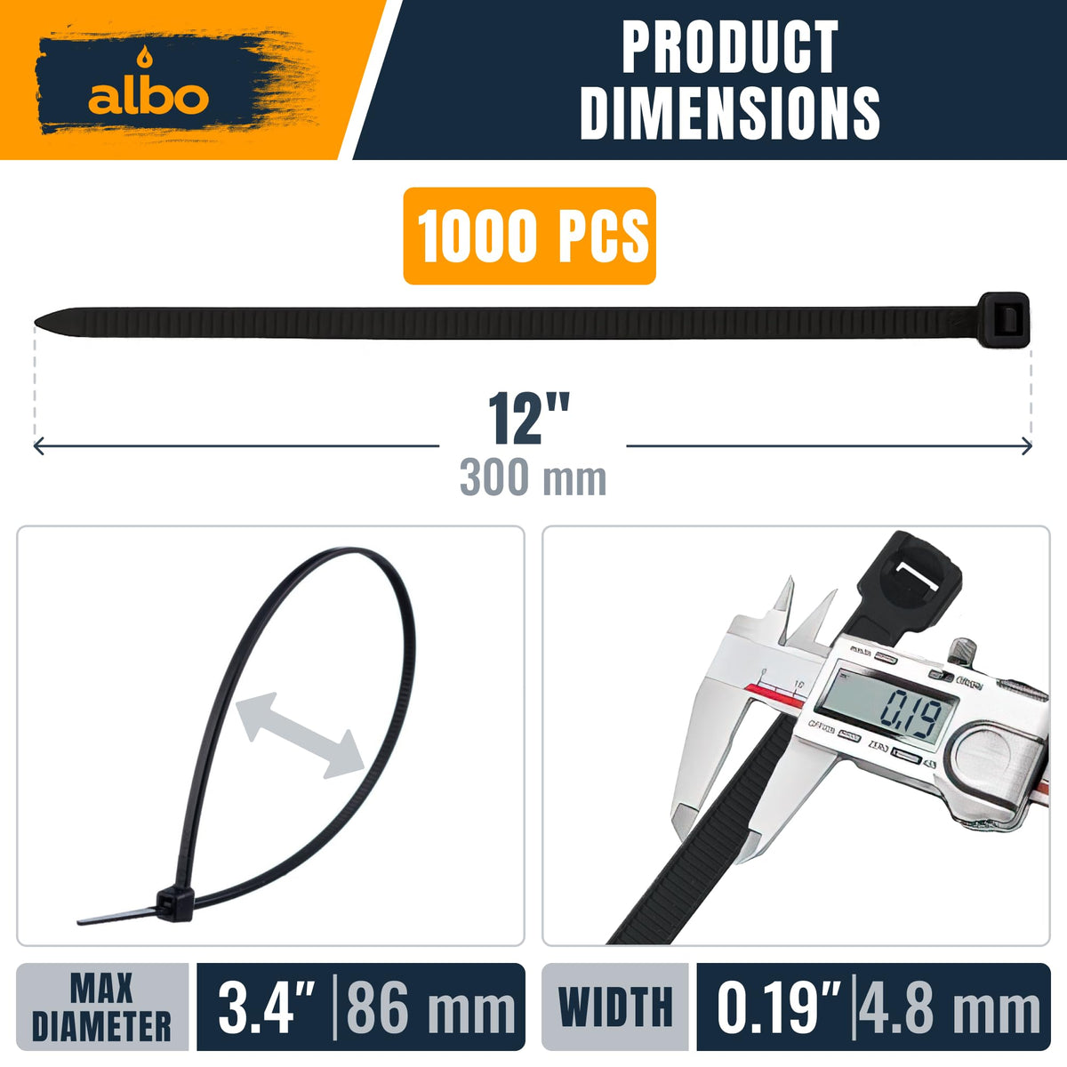 Albo close-up of tie strap texture highlighting durable nylon construction
