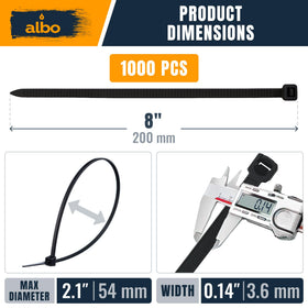 Albo nylon PA66 zip ties 8-inch black deliver durable performance