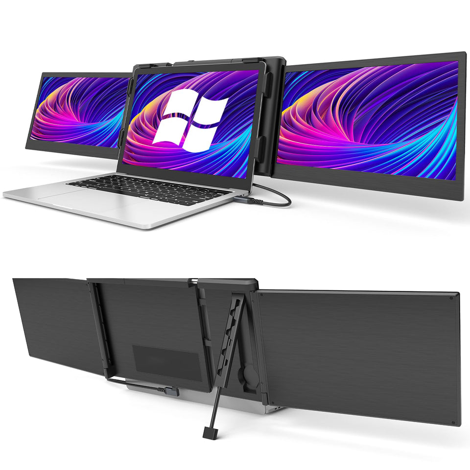 Alecewey triple monitor 12-inch left view anti-glare display for laptop extension