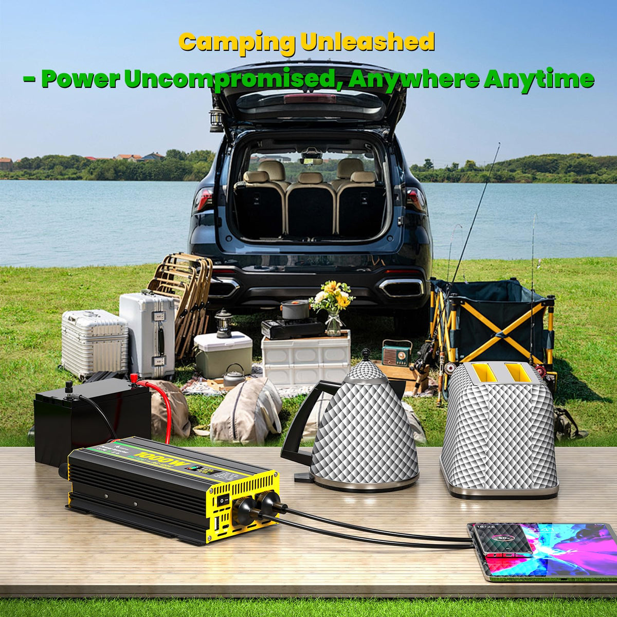 ALEOPIX dual outlets and USB ports power laptops and phones on the road