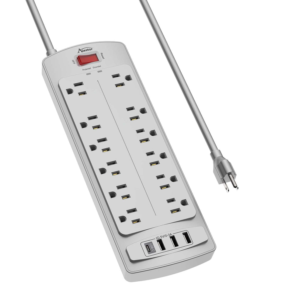 Alestor 12-outlet power strip with 6-foot cord for flexible desk setup