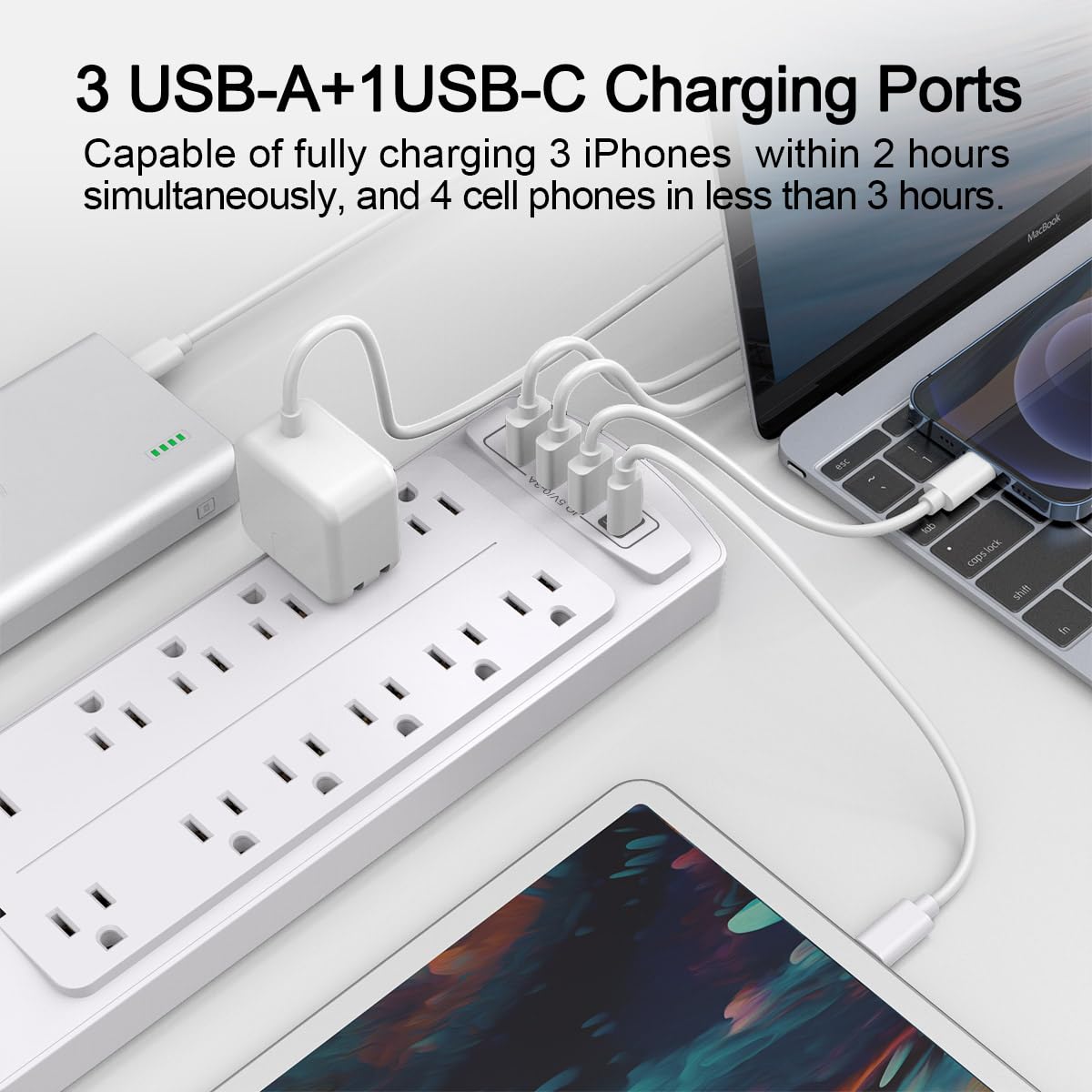Alestor USB and port labels highlighting smart charging and safety notes