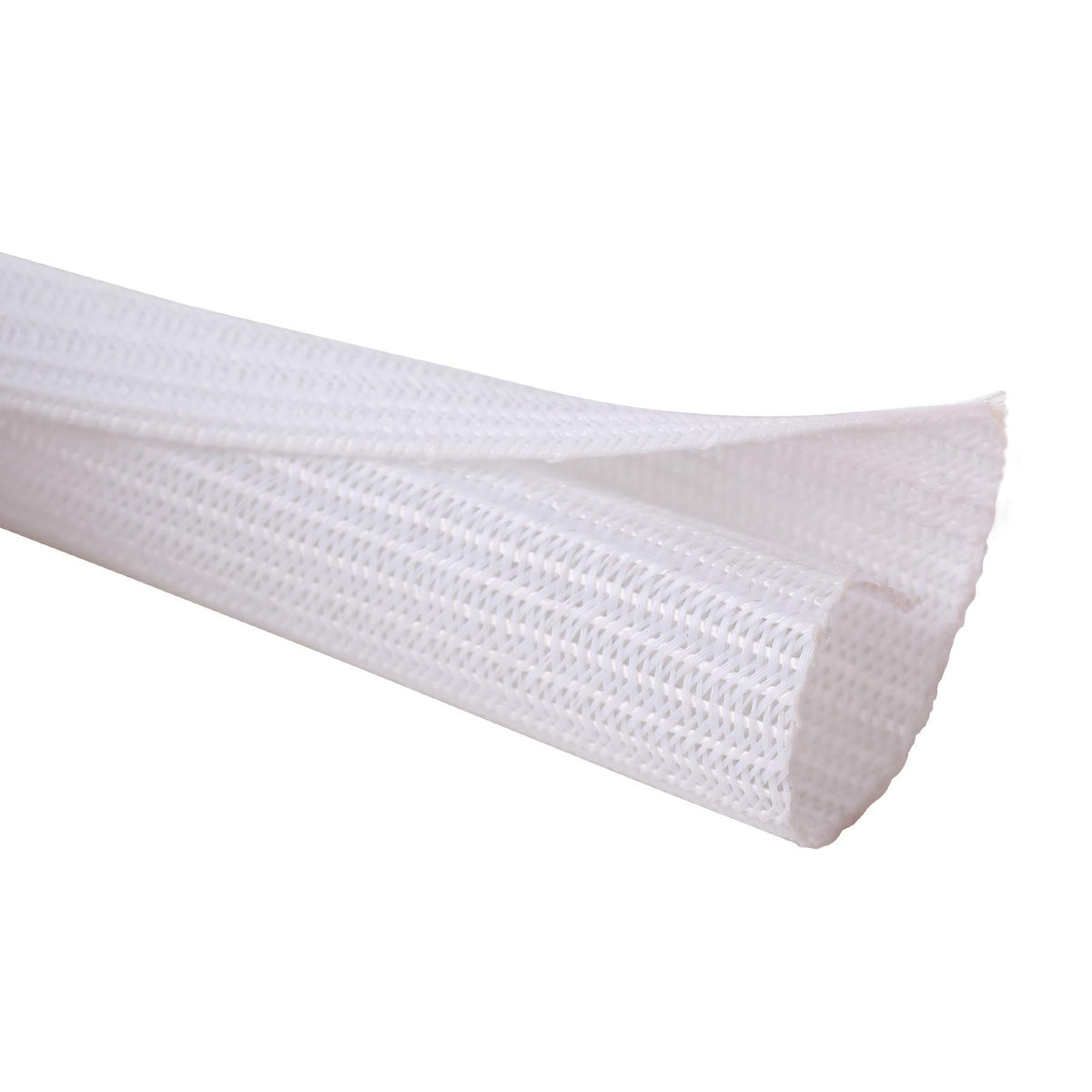Alex Tech 10ft cord protector in white protects cables from wear and tangles.