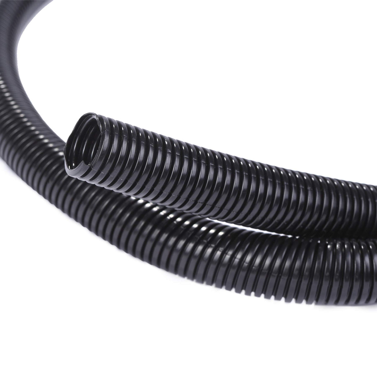 Alex Tech 25ft split loom black protects and organizes cables in automotive setups.