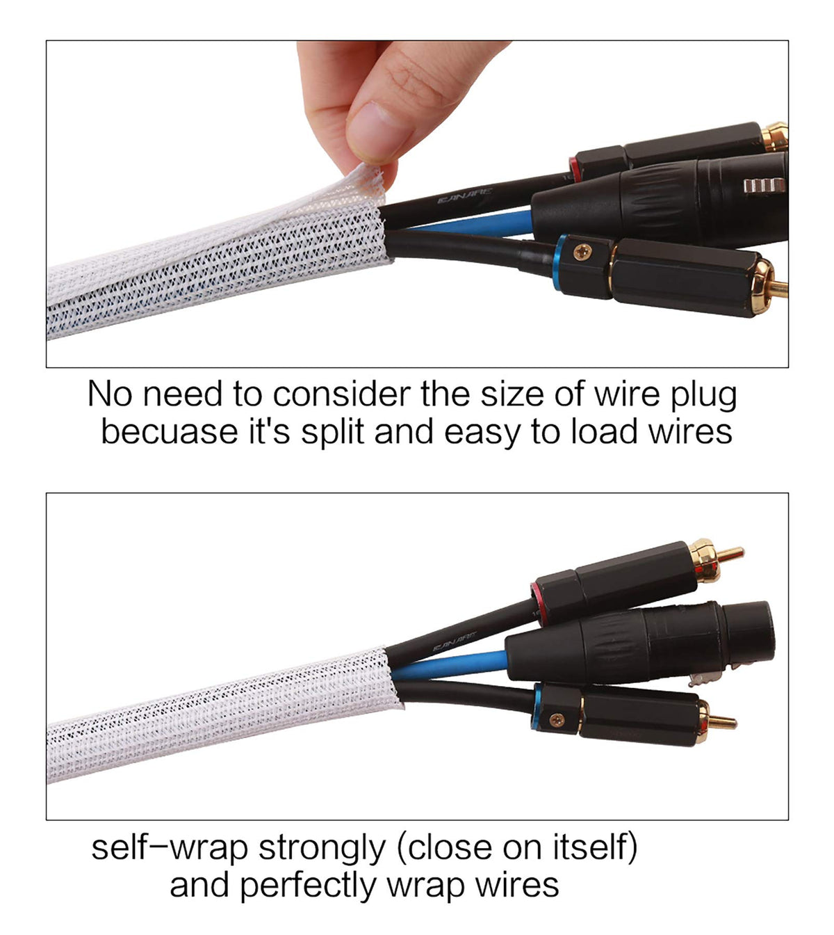 Alex Tech 3-8 inch wire loom 25ft provides easy loading for USB, power, and more.