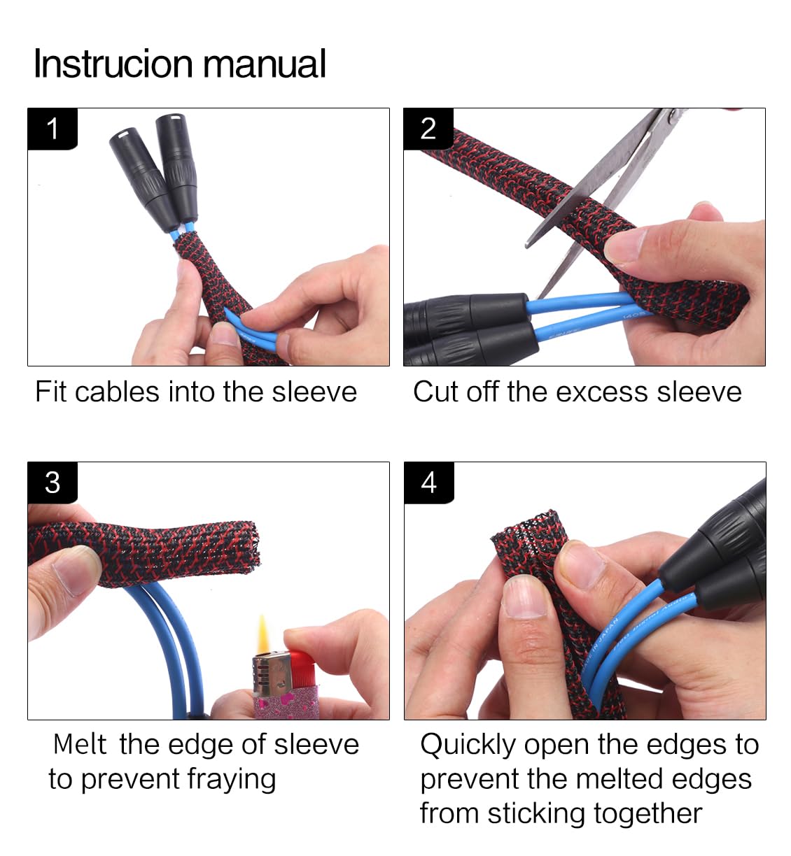 Alex Tech black-red cable sleeve keeps home and office cables neat.
