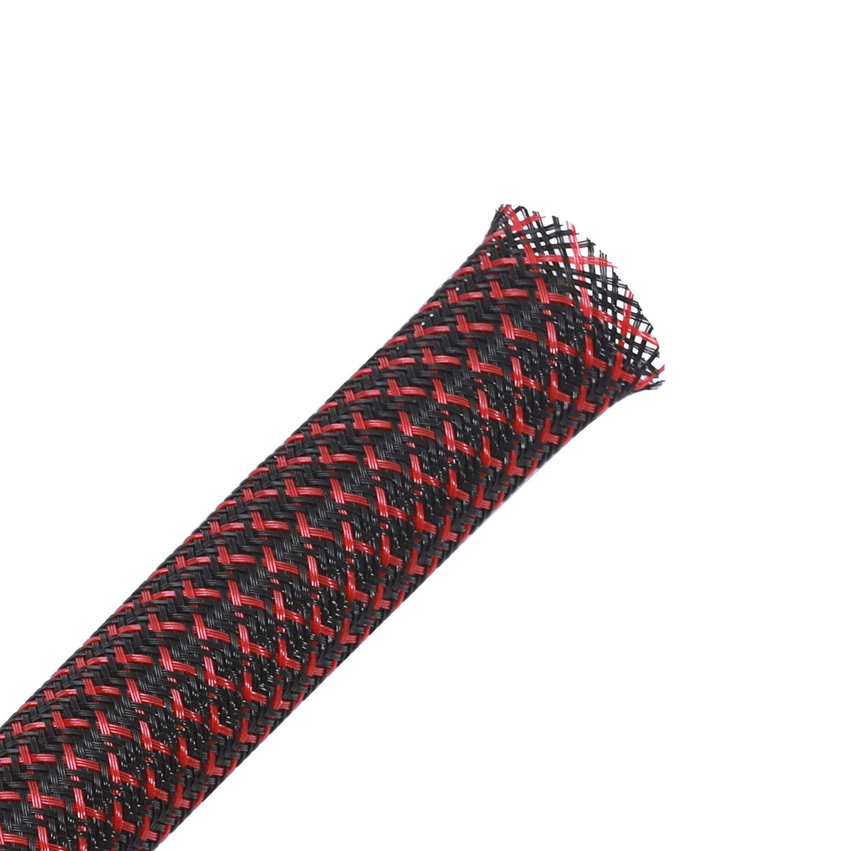 Alex Tech spool front view showing BlackRed braided sleeve and length