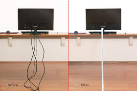 Alex Tech organized desk cables inside sleeve reducing clutter and tripping hazards