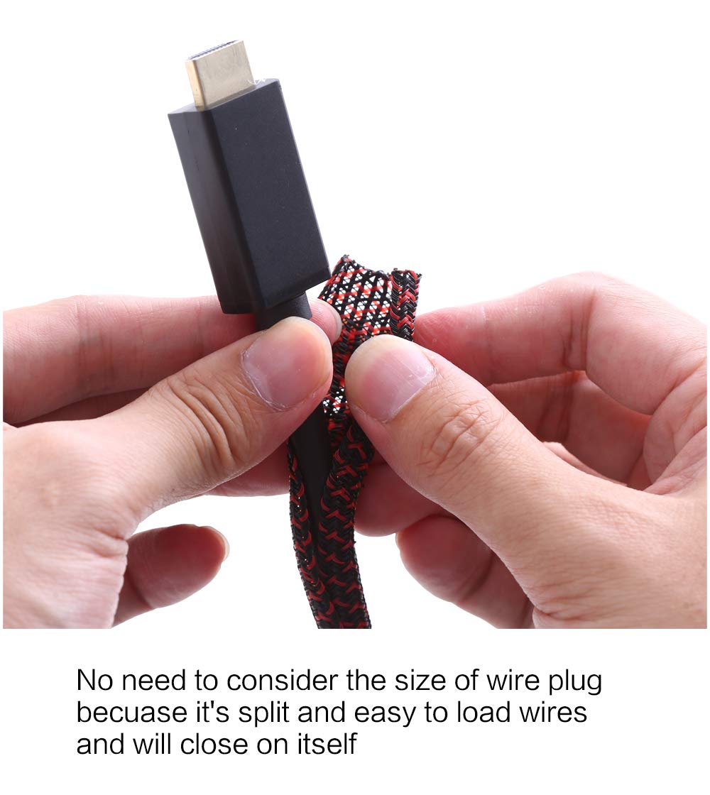 Alex Tech split cable sleeve showing easy loading and neat wrap