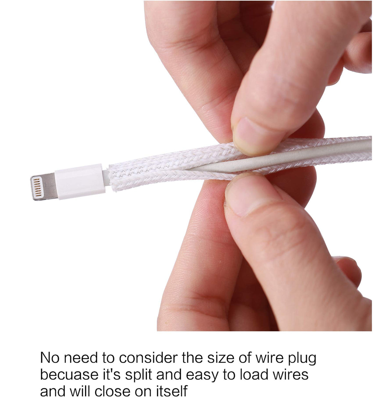 Alex Tech split cable sleeve demonstrating load-on design for HDMI, USB, and power cables.
