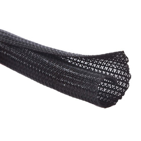 Alex Tech front view of 25ft split wire loom showing black color and length, protects cables