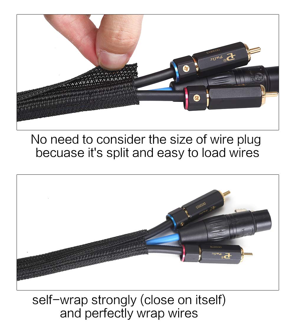 Split wire loom loading wires easily for tidy cable wraps.